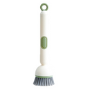 Press Liquid Dispensing Dish Brush, 360° Rotatable PET Bristle Long Handle Kitchen Cleaning Scrub Brush