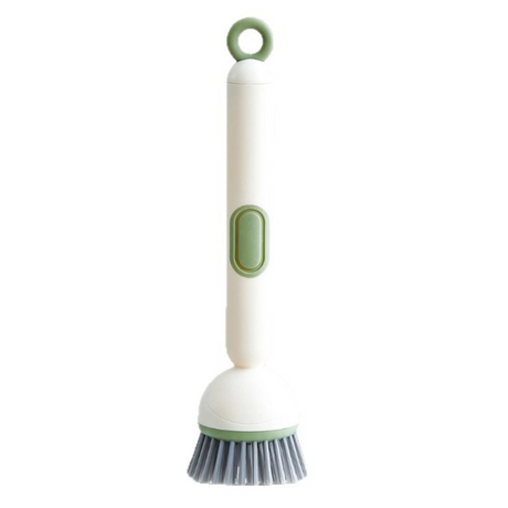 Press Liquid Dispensing Dish Brush, 360° Rotatable PET Bristle Long Handle Kitchen Cleaning Scrub Brush
