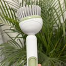 Press Liquid Dispensing Dish Brush, 360° Rotatable PET Bristle Long Handle Kitchen Cleaning Scrub Brush