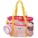 Multi-Pocket Mesh Beach Swim Bag, Dry/Wet Separation, Large Capacity Gym Tote with Bonus Mini Round Mesh Pouch—Pink