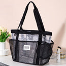 Multi-Pocket Mesh Beach Swim Bag, Dry/Wet Separation, Large Capacity Gym Tote with Bonus Mini Round Mesh Pouch—Black