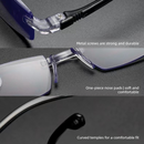 Rimless Diamond-Cut Anti-Blue-Light Reading Glasses +1.50 Diopter, Unisex, 2-Pack (Same Prescription) with 2 Clear Plastic Cases