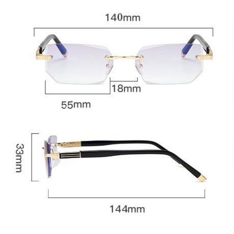 Business Metal Rimless Cut Anti Blue Light Reading Glasses, 2 Pack Different Powers +1.50 & +2.00 Diopter Fashion Readers for Men Women