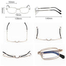 +2.50 Diopter Metal Portable Foldable Anti-Blue Light Reading Glasses, Lightweight Compact Readers for Seniors - Silver