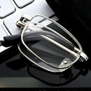 +3.00 Diopter Metal Portable Foldable Anti-Blue Light Reading Glasses, Lightweight Compact Readers for Seniors - Silver