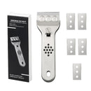 Stainless Steel Multi-Functional Cleaning Scraper, Glue & Stain Remover for Glass Tile, with 5 Replacement Blades