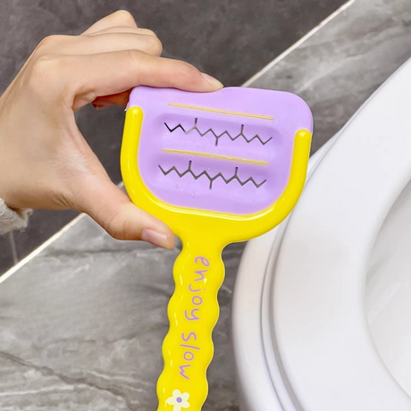 Multi-Functional Toilet Gap Cleaning Scraper, Long-Handled, Hands-Free Bathroom Hard-to-Reach Corner Cleaner, Clamp Cleaning Tool—Yellow