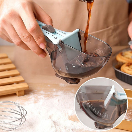 Adjustable Measuring Spoon Set Large & Small Size, Plastic Scale Scoop for Baking, Dry & Liquid Ingredients