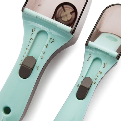 Adjustable Measuring Spoon Set Large & Small Size, Plastic Scale Scoop for Baking, Dry & Liquid Ingredients