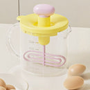 Semi-Auto Press Egg Beater Cup, Large-Capacity Measuring Manual Whisk for Cream & Egg Mixing—Yellow