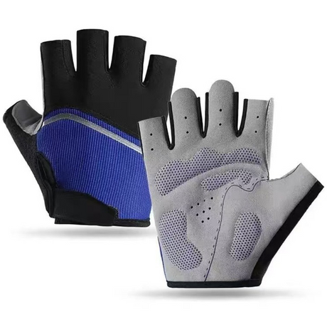 Blue Size XL - One Pair - Breathable Mesh Half-Finger Sports Gloves, Non-Slip Silicone Shock-Absorbing Gloves for Cycling Fitness