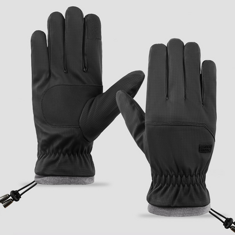 Winter Fleece-Lined Touchscreen Gloves, Windproof, Water-Resistant, Anti-Slip Thermal Gloves for Cycling and Driving, Unisex, One Pair—Black (One Size Fits All)