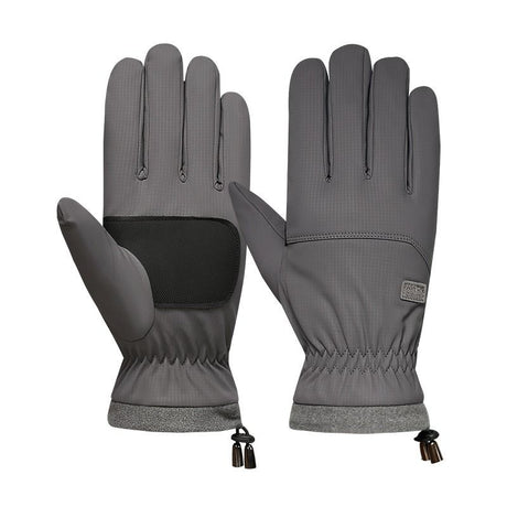 Winter Fleece-Lined Touchscreen Gloves, Windproof, Water-Resistant, Anti-Slip Thermal Gloves for Cycling and Driving, Unisex, One Pair—Gray (One Size Fits All)