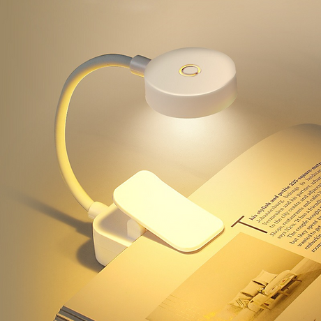 USB Rechargeable 3 Color Temperature Mini Clip Book Light, Portable LED Eye-Care Reading Lamp for Dorm & Bedside
