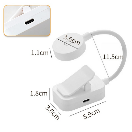 USB Rechargeable 3 Color Temperature Mini Clip Book Light, Portable LED Eye-Care Reading Lamp for Dorm & Bedside