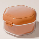 3-Layer Drainable Retainer Storage Case, Portable Invisible Braces & Denture Soaking Cleaning Box - Orange