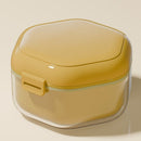 3-Layer Drainable Retainer Storage Case, Portable Invisible Braces & Denture Soaking Cleaning Box—Yellow