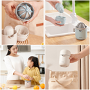 Wheat Straw Portable Manual Juicer, Mini Hand Press Fruit Squeezer for Oranges, Lemons, and Pomegranates—Beige