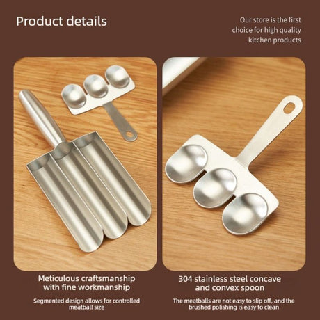 304 Stainless Steel Meatball Maker, Multi-size Paste Rice Ball Mold with Scoop for the Kitchen—Double Tube
