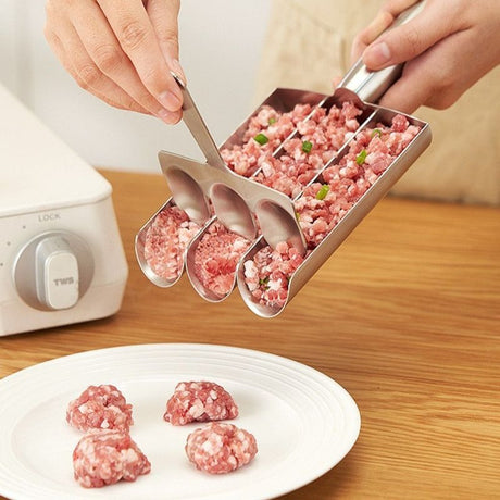 304 Stainless Steel Meatball Maker, Multi-size Paste Rice Ball Mold with Scoop for the Kitchen—Double Tube