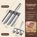 304 Stainless Steel Meatball Maker, Multi-size Paste Rice Ball Mold with Scoop for the Kitchen—Three Tubes