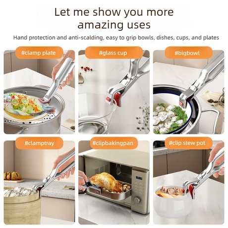 Stainless Steel Anti-scald Dish Clip, Multi-functional Heat Resistant Bowl Plate Gripper For Oven & Steaming