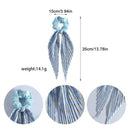 Printed Pleated Scarf Scrunchie, Elegant Long Ribbon Hair Tie for Women—Ponytail Hair Accessories (3-Pack)—Yellow