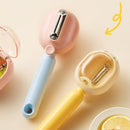 Storage-Type Vegetable Peeler, One-Button Pop-Up to Prevent Peel Splashing, Stainless Steel Fruit Peeling Tool—Yellow