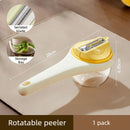 Rotatable Vegetable Peeler with Peel Storage Container, Anti-Splash Stainless Steel Peeling Tool—Yellow