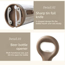 Air Pressure Wine Opener, 2-in-1 Portable Wine & Beer Bottle Opener for Home Use—Brown
