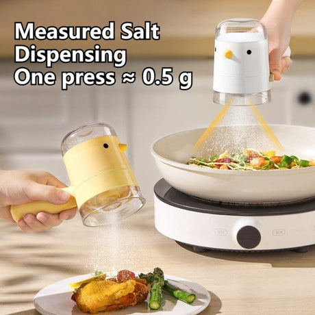 Quantitative Salt Shaker, Press-Type Seasoning Bottle, Dustproof and Moisture-Proof Kitchen Spice Container—Yellow