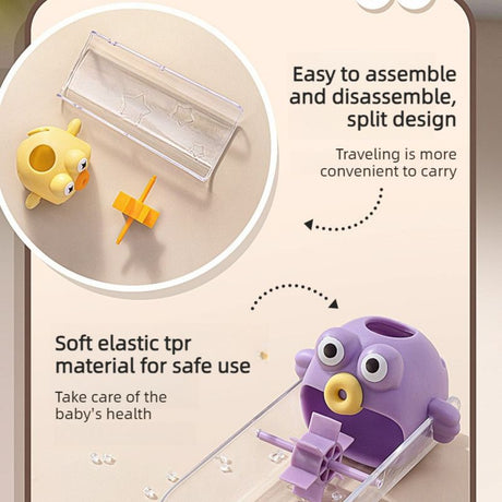 Cartoon Faucet Extender for Kids with Anti-Splash Water Guide—Yellow