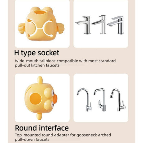 Cartoon Faucet Extender for Kids with Anti-Splash Water Guide—Yellow