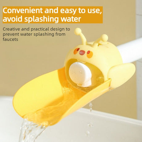 Cute Bee Faucet Extender for Kids: Hand Washing Anti-Splash Water Guide—Purple
