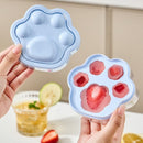 Ice Cube Tray Easy-Release Ice Maker Mold with Lid, Cat Paw Shape—Blue