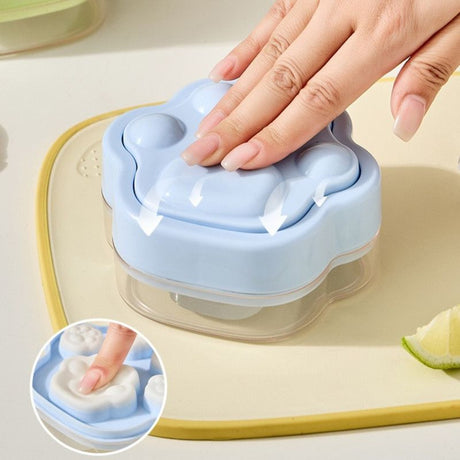 Ice Cube Tray Easy-Release Ice Maker Mold with Lid, Cat Paw Shape—Green