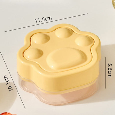 Ice Cube Tray Easy-Release Ice Maker Mold with Lid, Cat Paw Shape—Yellow