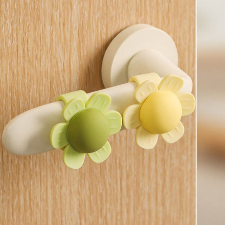 flower Door Handle Bumper Silicone Anti-Collision Door Stopper—Green