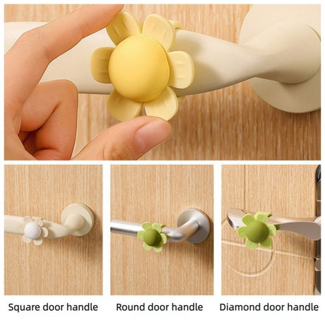 flower Door Handle Bumper Silicone Anti-Collision Door Stopper—Yellow