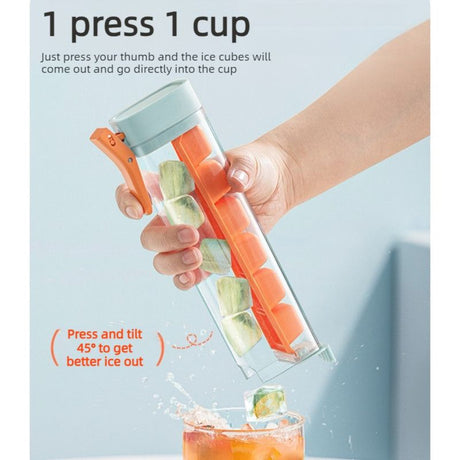 One-Hand Press Ice Tray 6-Grid Food-Grade Ice Cube Maker Storage Box—Green