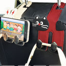 Cartoon Leather Car Seat Back Dual Hook 2-in-1 Car Hanger & Phone Holder—Beige