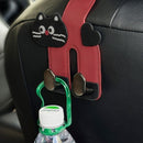 Cartoon Leather Car Seat Back Dual Hook 2-in-1 Car Hanger & Phone Holder—Beige