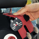 Cartoon Leather Car Seat Back Dual Hook 2-in-1 Car Hanger & Phone Holder—Red