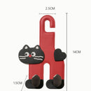 Cartoon Leather Car Seat Back Dual Hook 2-in-1 Car Hanger & Phone Holder—Red