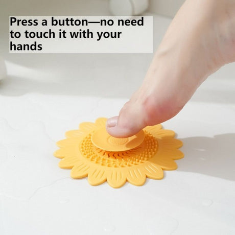 Sunflower Silicone Floor Drain Mat, Anti-Odor, Insect-Proof Sewer Sealing Cover—White
