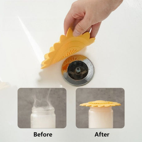 Sunflower Silicone Floor Drain Mat, Anti-Odor, Insect-Proof Sewer Sealing Cover—White
