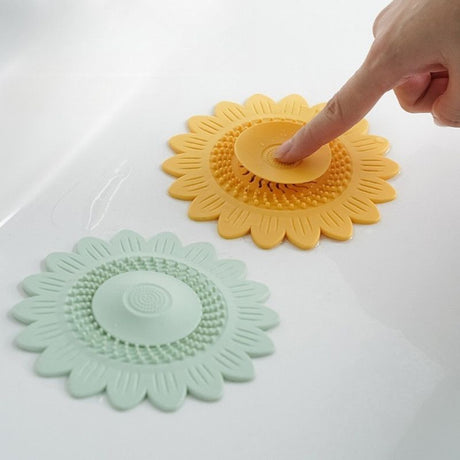 Sunflower Silicone Floor Drain Mat, Anti-Odor, Insect-Proof Sewer Sealing Cover—Yellow