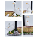 Creative Cute Duck Resin Flower Pot Solar Outdoor Light, Courtyard and Garden Decorative Ornament—Retro Lawn Ambiance Night Light, Multifunctional Flower Pot Ornament, Balcony Plant Decorative Floor Lamp
