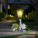 Creative Cute Duck Resin Flower Pot Solar Outdoor Light, Courtyard and Garden Decorative Ornament—Retro Lawn Ambiance Night Light, Multifunctional Flower Pot Ornament, Balcony Plant Decorative Floor Lamp