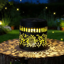 Solar-Powered Wrought Iron Sunflower-Patterned Openwork Projection Light, Courtyard and Garden Mood Light, Outdoor Waterproof Wrought Iron Garden Light, Lawn Night Light - 1-Pack